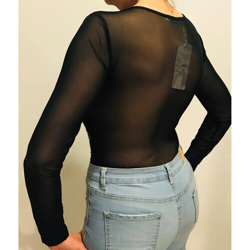 Blusa para dama mujer casual manga larga pantiblusa con decoraciones doradas Bai li
