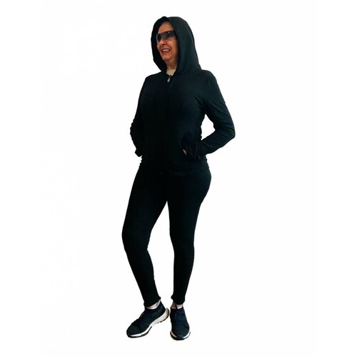 Conjunto de pants/leggings y sudadera completo para dama negro Ilys