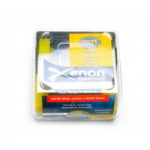 Foco H4 Luz Blanca Tipo Xenon Premium 60-55 Watts 2 Focos Hella 