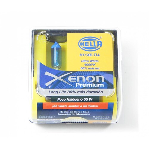 Foco H11 Luz Blanca Tipo Xenon Premium 55 Watts 2 Focos Hella 