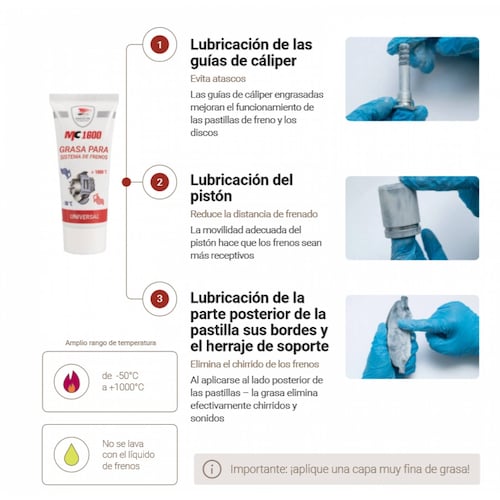 Grasa Universal MC 1600 Para Sistema De Frenos 50gr Vmpauto 