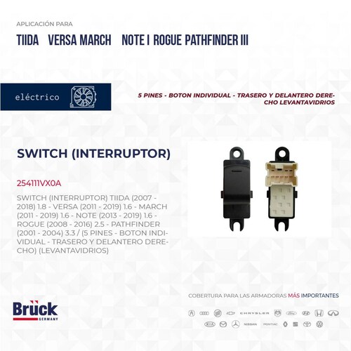 Switch Interruptor Vidrio 254111VX0A Bruck-Germany 