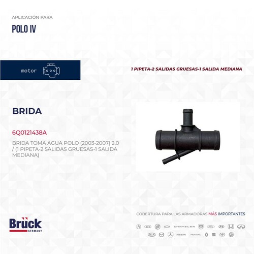 Brida Toma Agua 6Q0121438A Bruck-Germany 