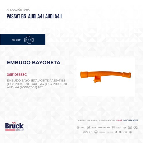 Embudo Bayoneta Aceite 06B103663C Bruck-Germany 