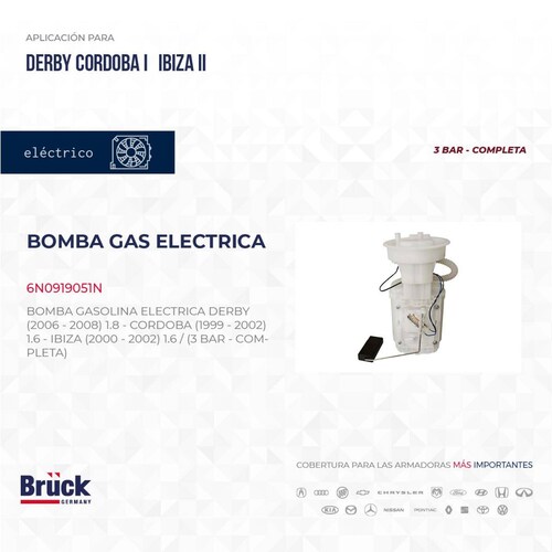 Bomba Gasolina Electrica 6N0919051N Bruck-Germany 