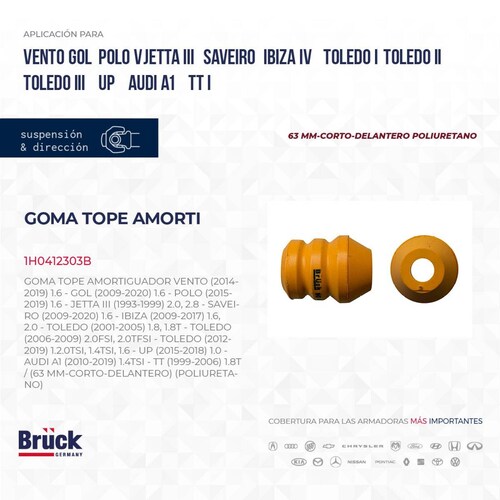 Goma Tope Amortiguador 1H0412303B Bruck-Germany 