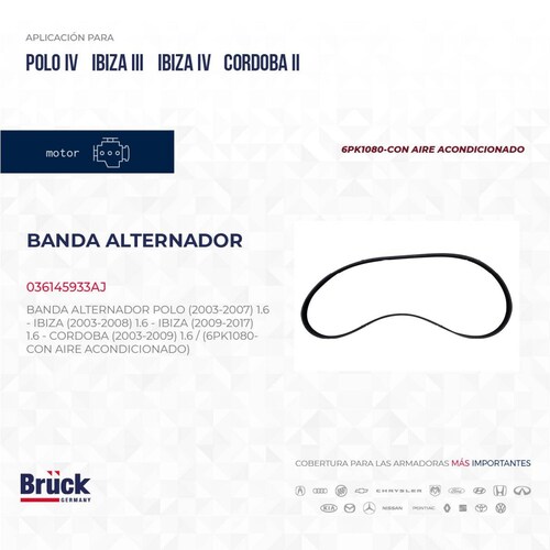 Banda Alternador 036145933AJ Bruck-Germany 