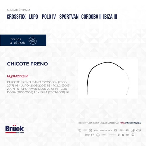 Chicote Freno Mano 6Q0609721M Bruck-Germany 