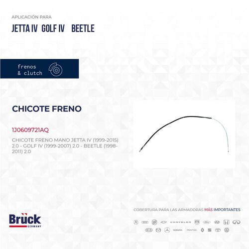 Chicote Freno Mano 1J0609721AQ Bruck-Germany 