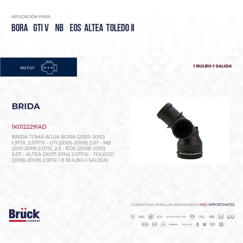 Brida Toma Agua 1K0122291AD Bruck-Germany 