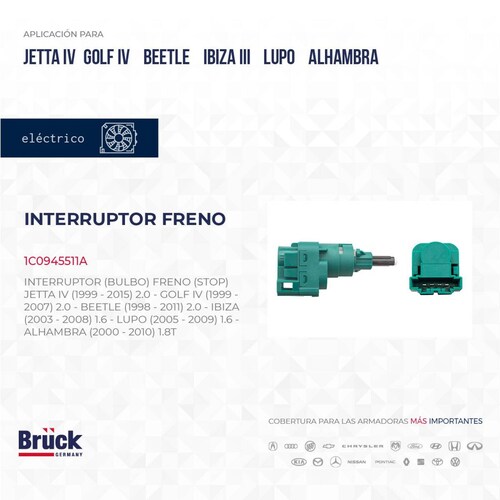 Interruptor Bulbo Freno 1C0945511A Bruck-Germany 