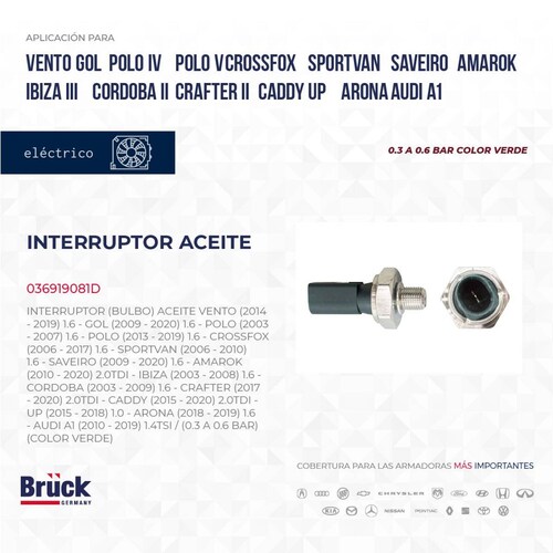 Interruptor Bulbo Aceite 036919081D Bruck-Germany 