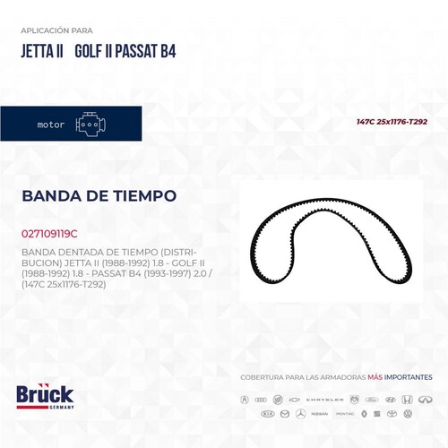 Banda Distribucion Tiempo Dentada 027109119C Bruck-Germany 