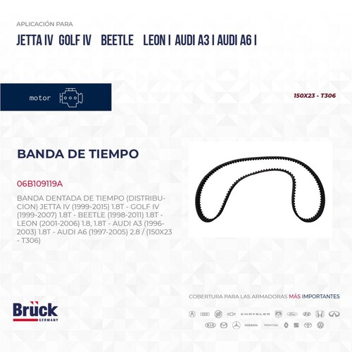 Banda Distribucion Tiempo Dentada 06B109119A Bruck-Germany 