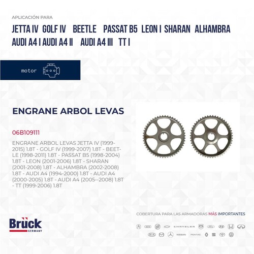 Engrane Arbol Levas 06B109111 Bruck-Germany 