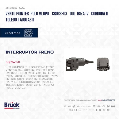 Interruptor Bulbo Freno 6Q0945511 Bruck-Germany 
