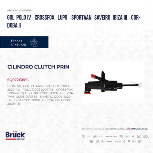 Cilindro Clutch Principal 6Q0721388C Bruck-Germany 