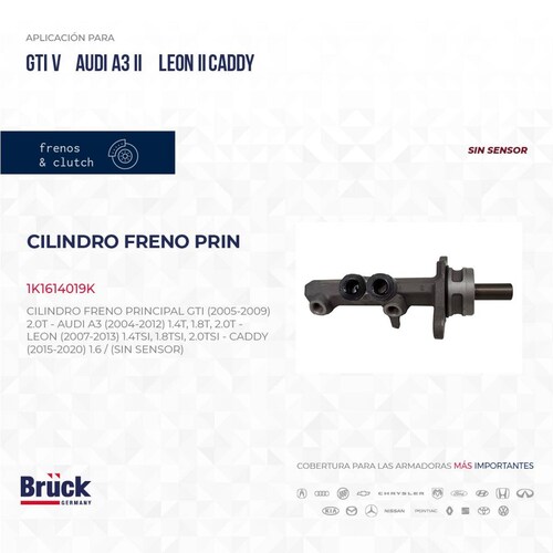 Cilindro Freno Principal 1K1614019K Bruck-Germany 