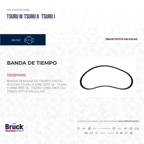 Banda Distribucion Tiempo Dentada 1302811M00 Bruck-Germany 