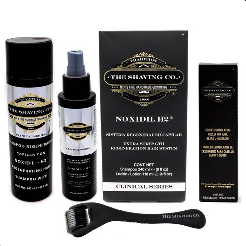 Kit Sistema Capilar Noxidil Shampoo + Loción + Roller Pelo 
