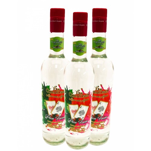Tri Pack Licor Con Agave Dos Corazones Pica Fresa 1000 Ml