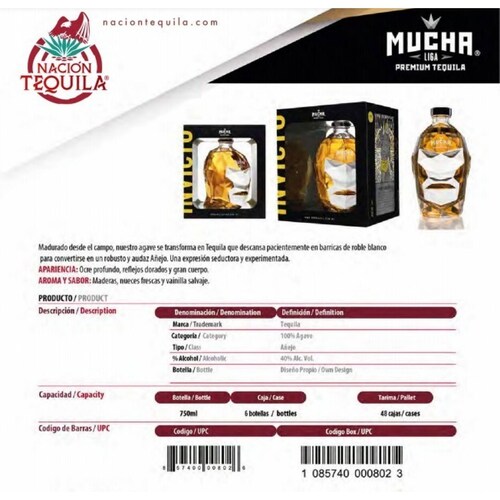 Tequila Mucha Liga Añejo 750ml