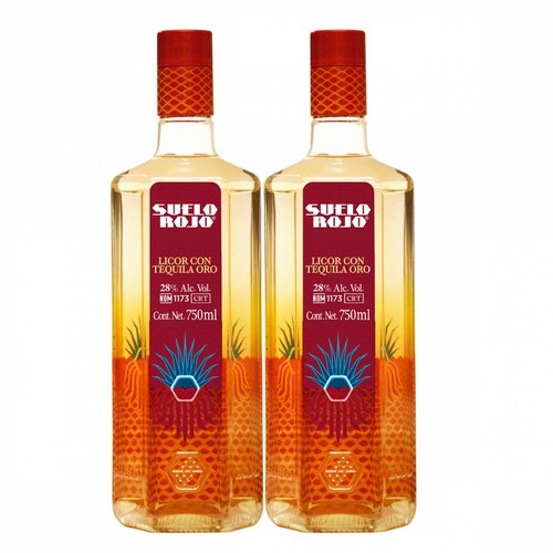 Duo Pack Licor Con Tequila Oro Suelo Rojo 750ml.