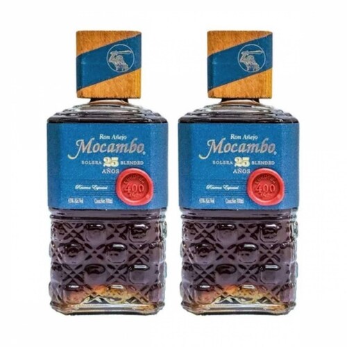 Dos Botellas Ron Mocambo Solera Añejo 25 Años 700 Ml