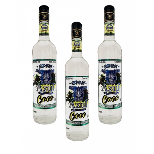 Tripack Licor de Agave Espina Azul Coco 1000 Ml