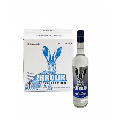 Caja Vodka Cs Krolik 40% Alc Vol Premium 1000 Ml