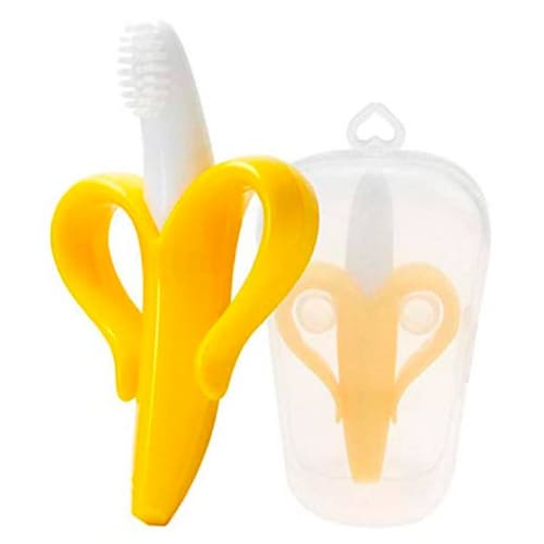 MADIOLA Bebé Mordedera forma de Banana Plátano. Cepillo de dientes Bebé de para entrenamiento