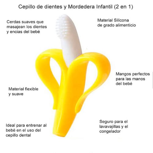 MADIOLA Bebé Mordedera forma de Banana Plátano. Cepillo de dientes Bebé de para entrenamiento