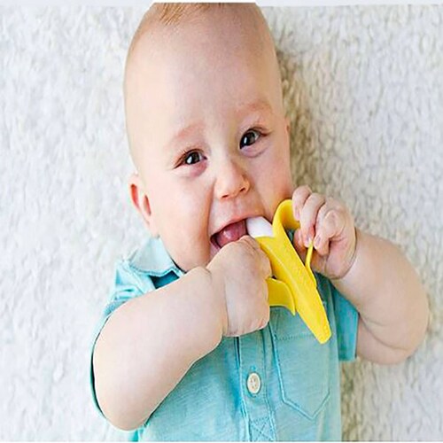 MADIOLA Bebé Mordedera forma de Banana Plátano. Cepillo de dientes Bebé de para entrenamiento