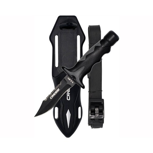 Cuchillo CRESSI Predator Hoja de Acero Templado Para Buceo Negro.
