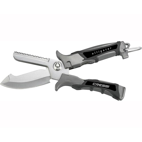 Cuchillo Tijera CRESSI Alligator Hoja de Acero Inoxidable Para Buceo Negro/Plateado.