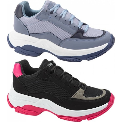 Kit 2 pares choclo tenis casual urbano dama multicolor Urban Shoes modelo 318