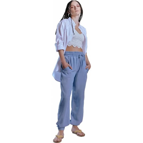Pantalon casual dama azul Holly Land modelo 1013