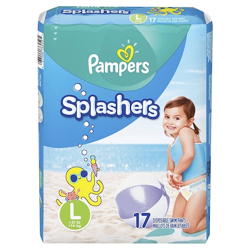 Pañales Splashers Pampers L 17pz.