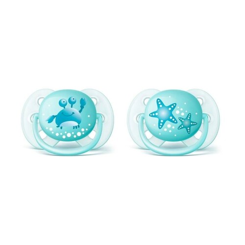 Chupón Ultra Soft Avent 2pz Azul 0-6m
