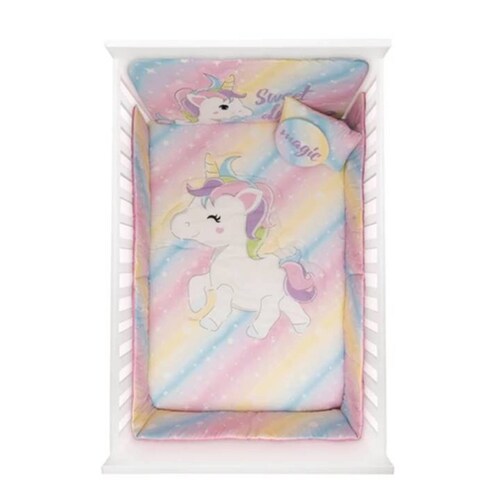Set Edredón Cama Cuna Corral Unicornio