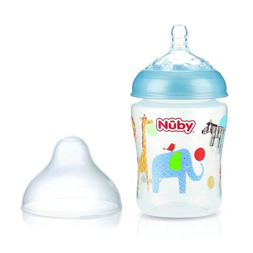 Biberón Cuello Ancho Nuby 6oz Azul