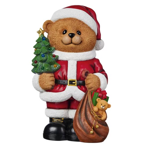 Oso Navideño con Árbol de Navidad Luces