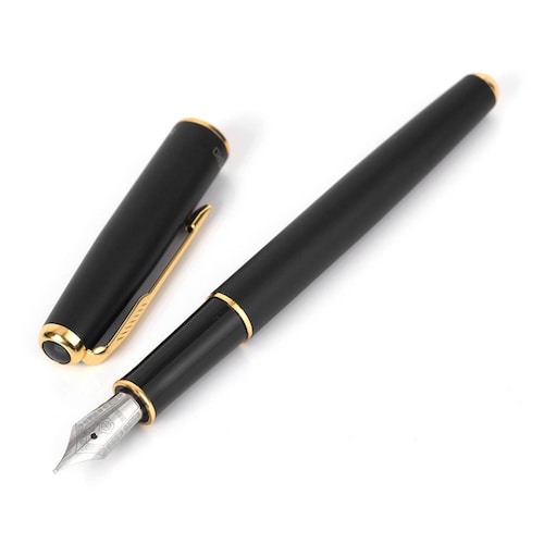 Pluma Fuente Marca Hero Modelo 5020 Color Negro Mate