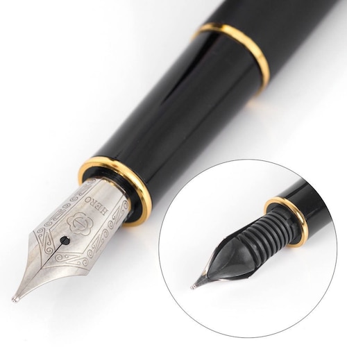 Pluma Fuente Marca Hero Modelo 5020 Color Negro Mate