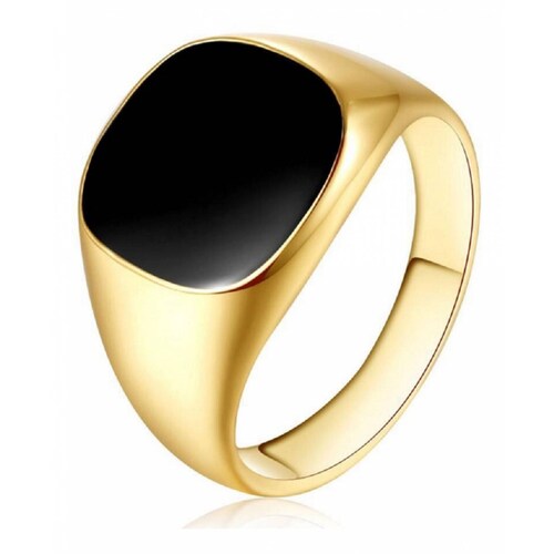 Anillo Hombre O Mujer Acero 316l Modelo Signet   Dorado