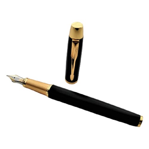 Pluma Fuente Marca Luoshi Modelo 03923 Negro Mate Y Dorado