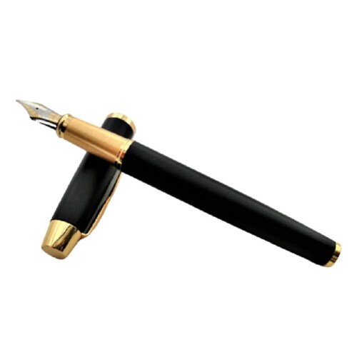 Pluma Fuente Marca Luoshi Modelo 03923 Negro Mate Y Dorado