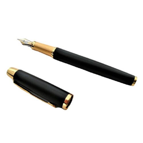 Pluma Fuente Marca Luoshi Modelo 03923 Negro Mate Y Dorado
