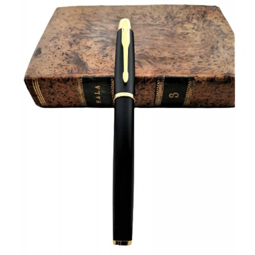 Pluma Fuente Marca Luoshi Modelo 03923 Negro Mate Y Dorado
