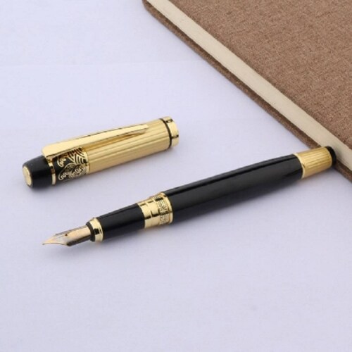 Pluma Fuente Marca Hero Modelo 901 Color Negro Con Dorado